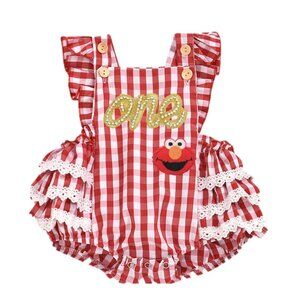 Elmo Dress Elmo First Birthday Romper Clothes Sesame Street outfit Jumpsuit